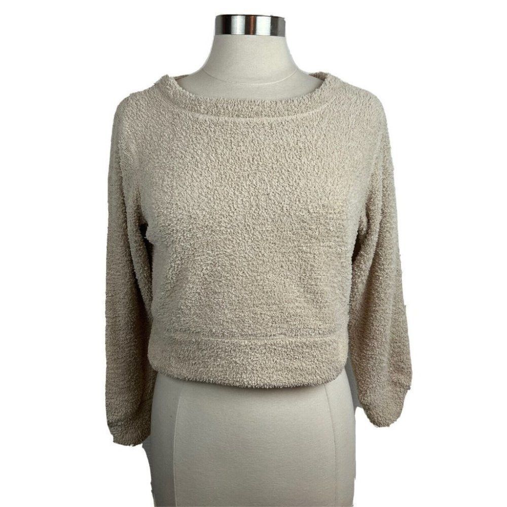 Sincerely Jules Sweater S Womens Beige Crop 3/4 Sleeves Casual Polyester